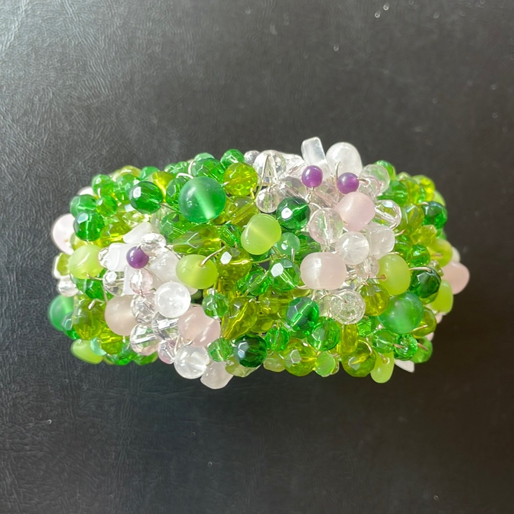 Floral beaded cuff style bracelet NEW